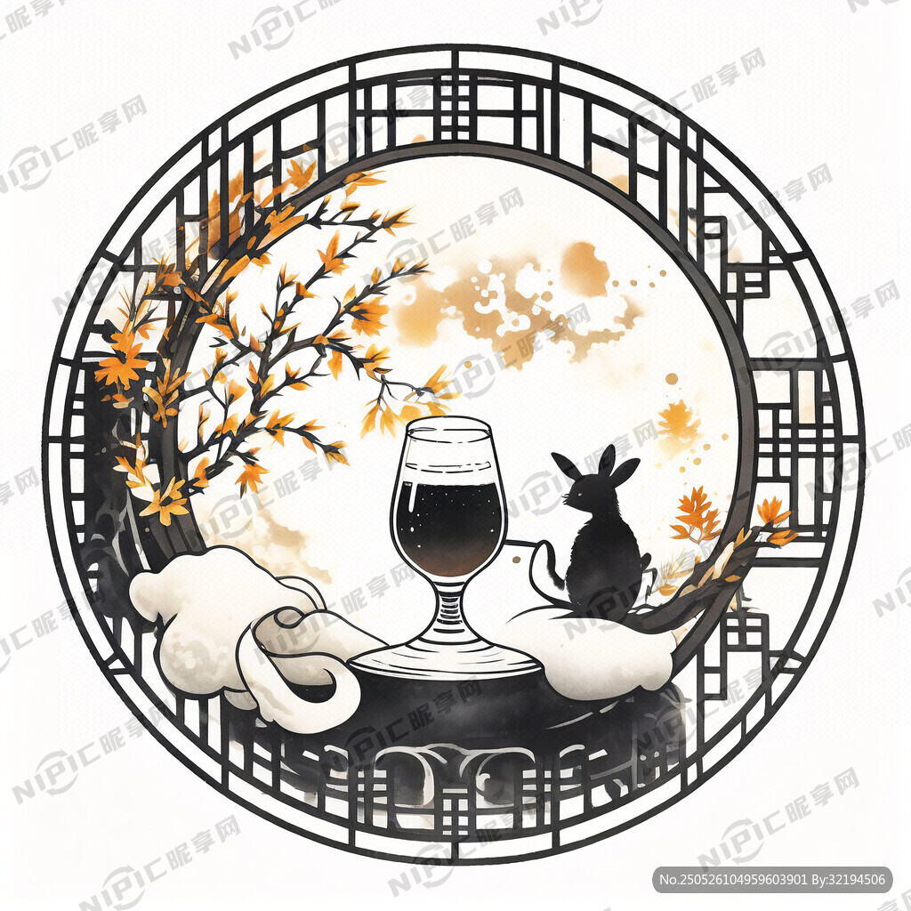 以一轮金色满月为视觉中心
