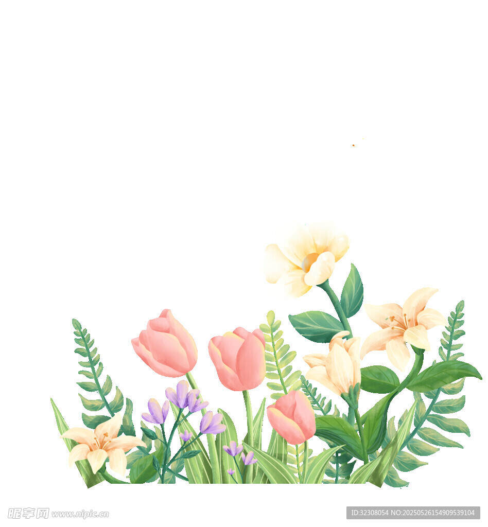 春日花卉水彩插画