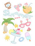 夏日海滩元素插画