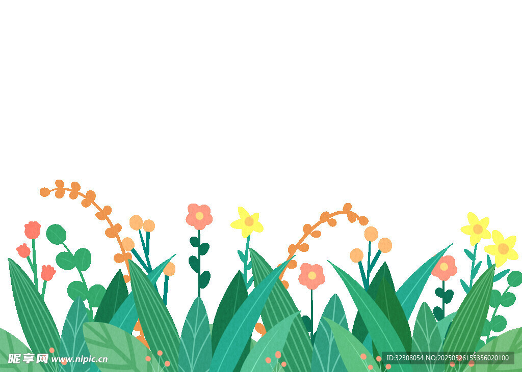 清新手绘花草植物插画