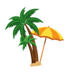 沙滩棕榈伞夏日风情