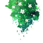 绿色花卉水彩抽象图案