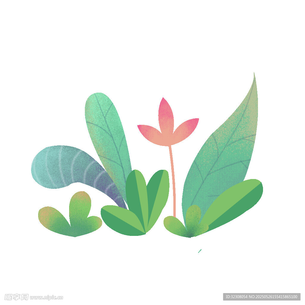 清新手绘风绿植组合