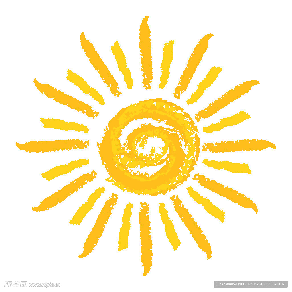 手绘风格黄色太阳图案