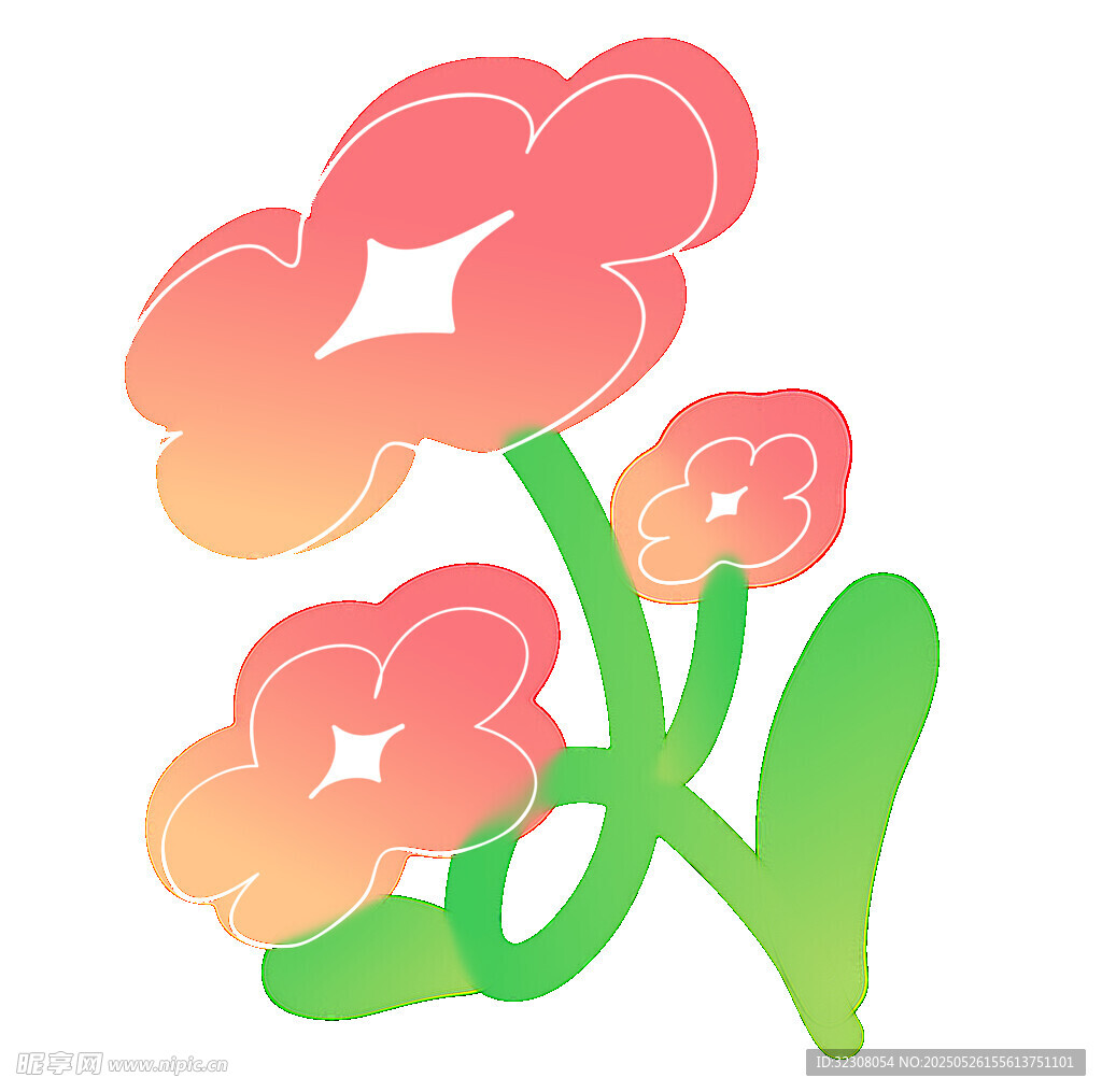 手绘渐变花朵插画