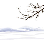 冬日枯枝雪景