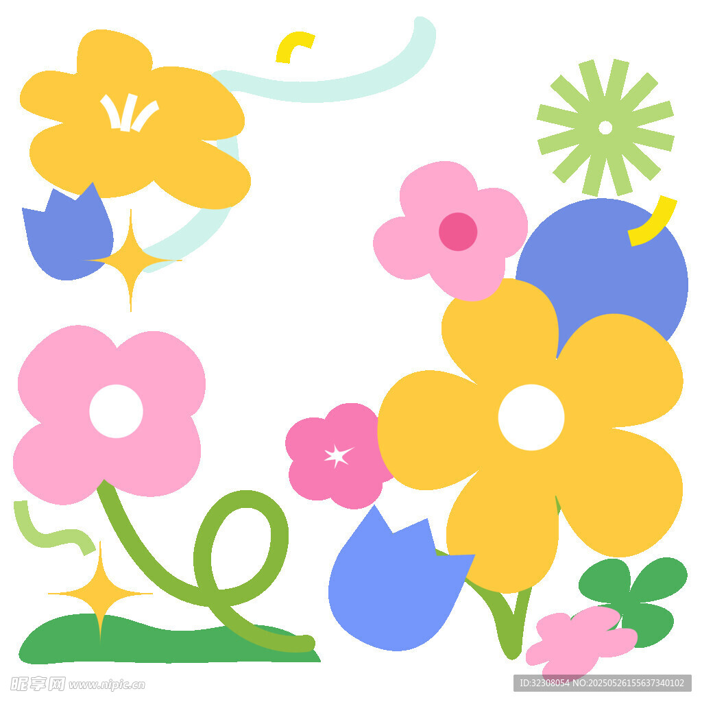缤纷花朵插画