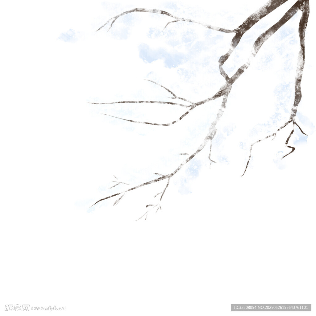 冬日枯枝雪景