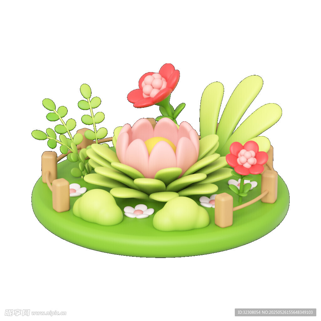 可爱莲花绿植装饰摆件