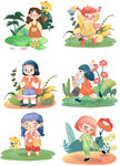 儿童户外玩耍插画