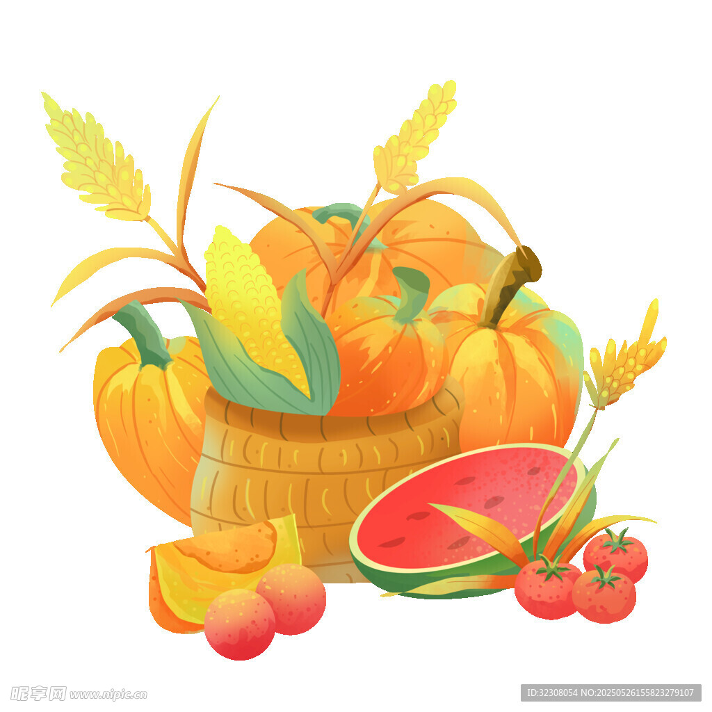 丰收蔬果插画