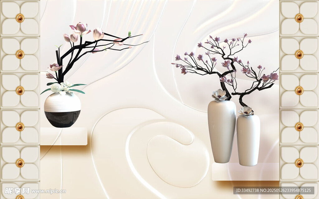 中式雅致花瓶插花摆件