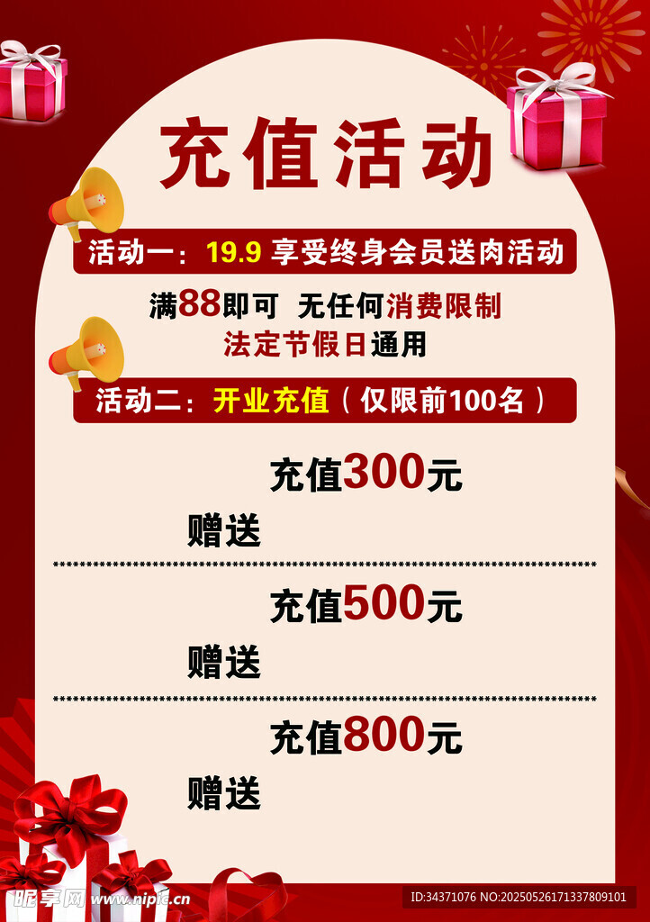 充值活动优惠详情展示