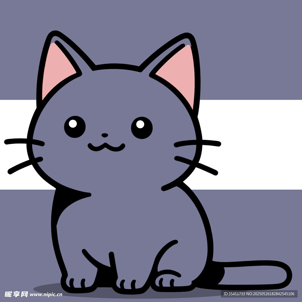 可爱灰猫卡通形象
