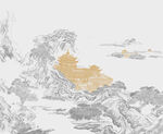 水墨山水间的金色建筑