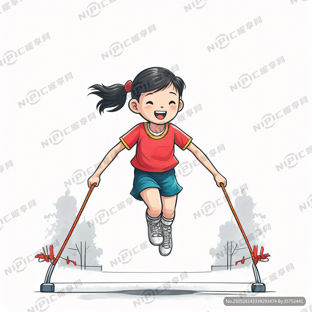 小学生跳绳矢量图