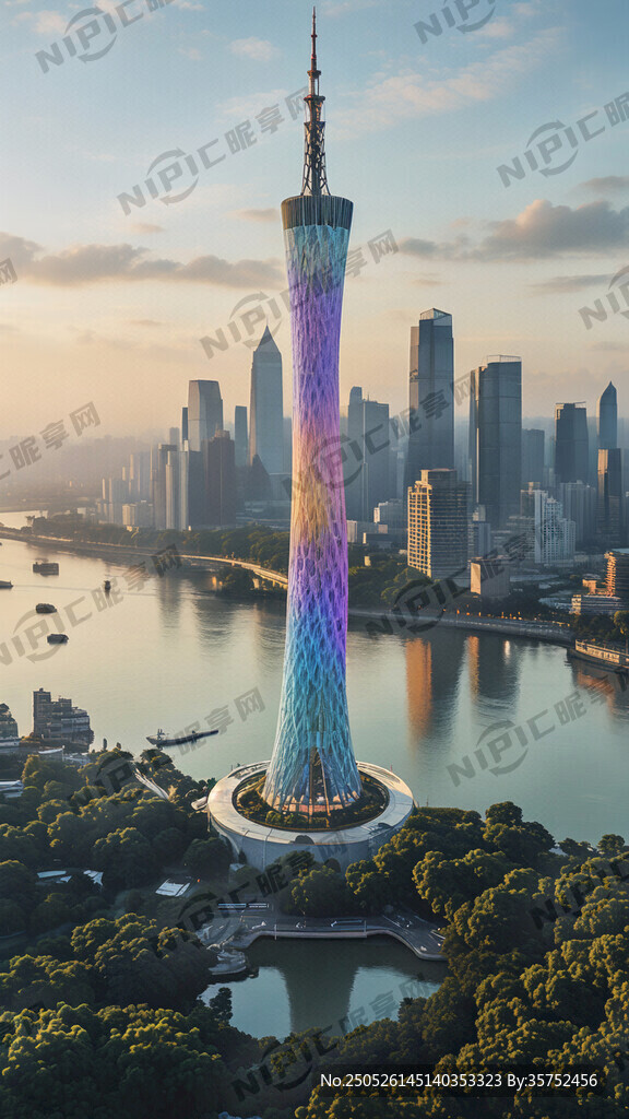 珠江边 广州塔全景 江景 写实
