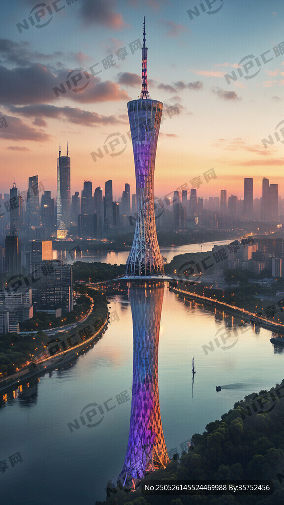 珠江边 广州塔全景 江景 写实