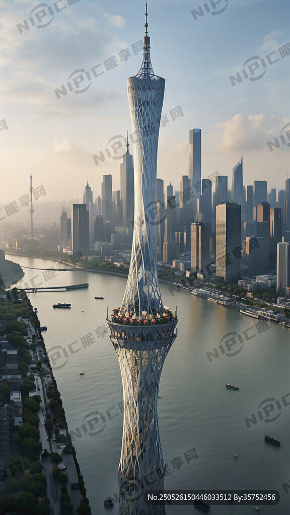 珠江边 广州塔全景 江景 写实