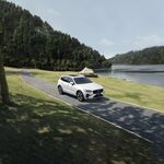 湖畔公路上的白色SUV