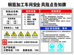 钢筋加工车间安全风险告知牌