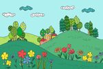 春日田园风光插画