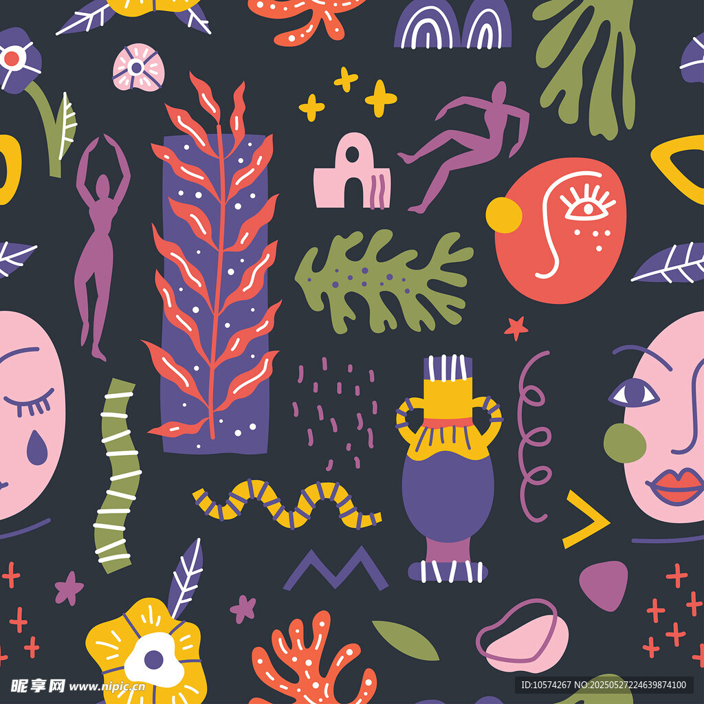 奇幻卡通风格动植物插画