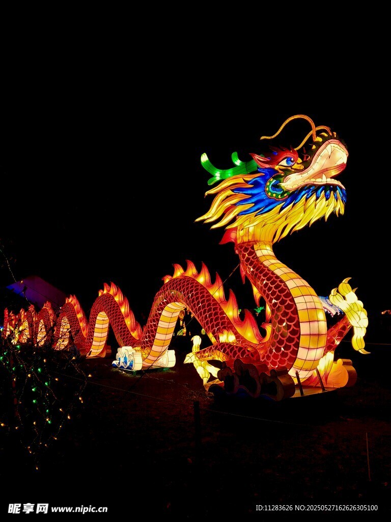 龙形彩灯点亮夜空