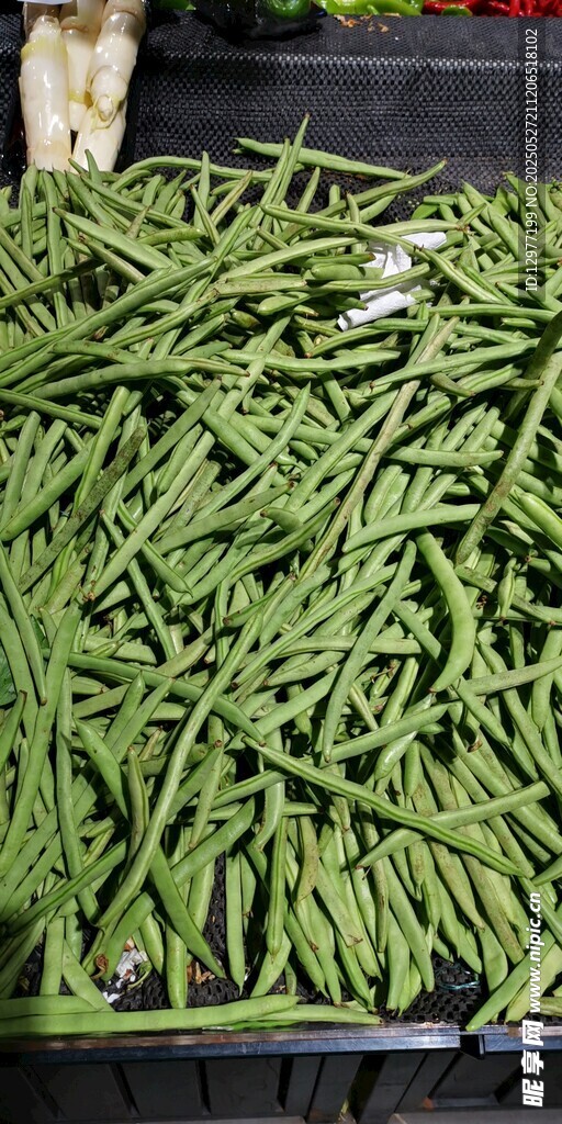 新鲜翠绿四季豆满满当当