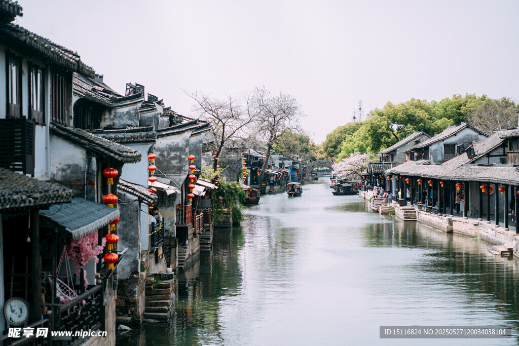 江南水乡古巷河道美景