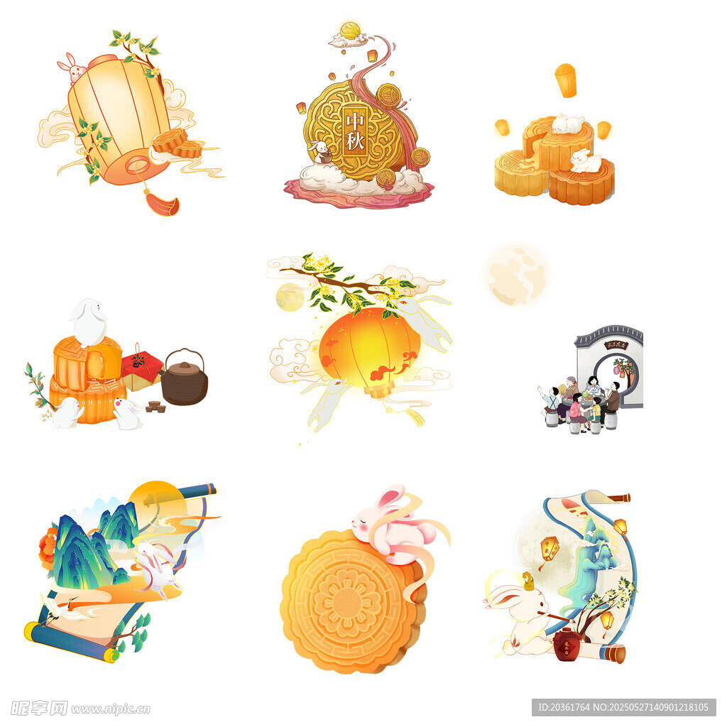 中秋元素插画集合