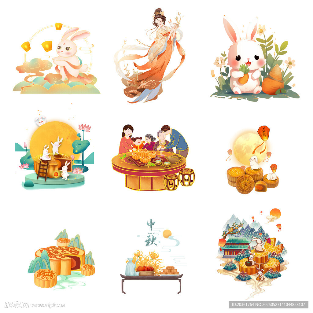 中秋传统元素插画集