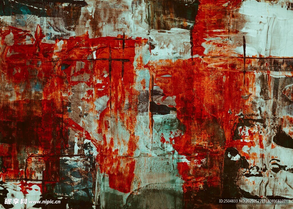 抽象红色涂鸦艺术画面
