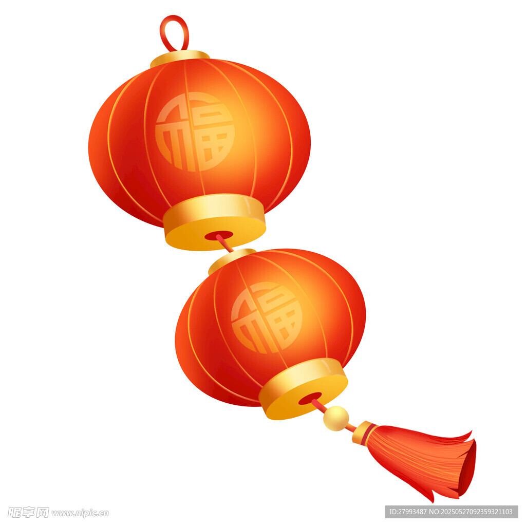 双红灯笼喜庆装饰