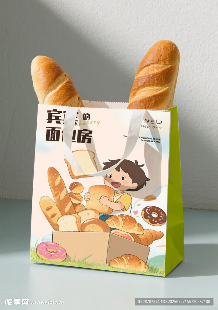 卡通风面包包装盒展示
