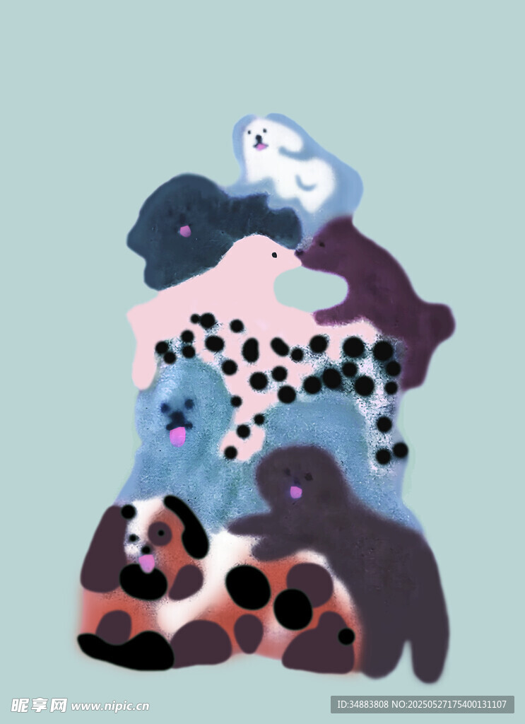 多彩动物堆叠插画