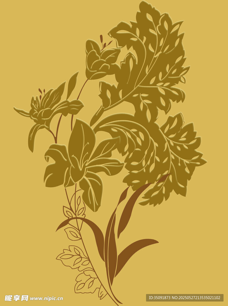 复古植物花卉插画图案