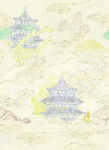 古风楼阁山水插画
