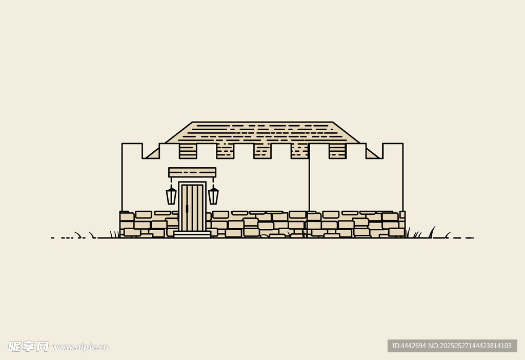简约风格城堡建筑插画