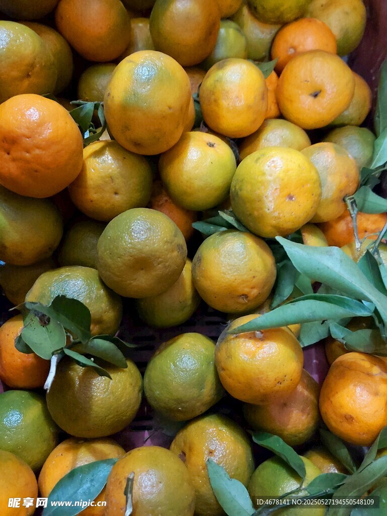新鲜饱满的橘子堆叠