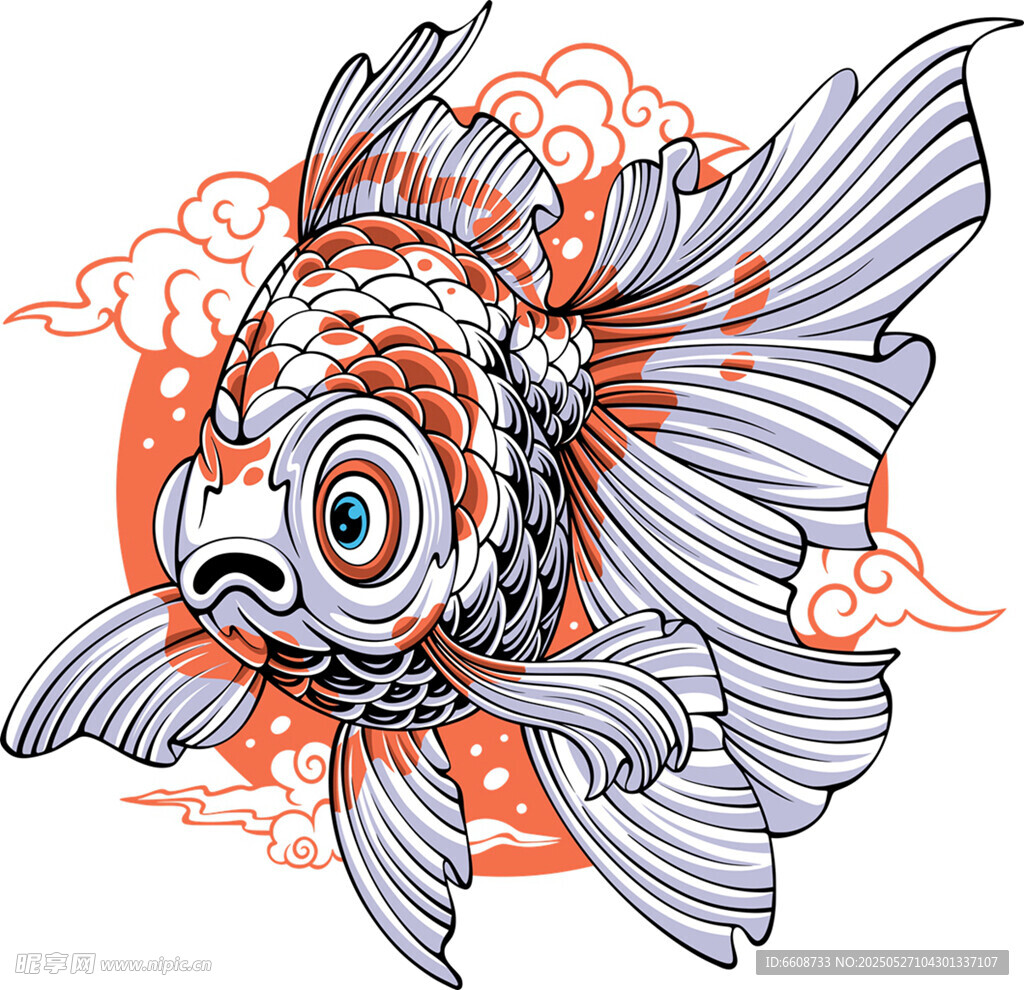 手绘锦鲤插画