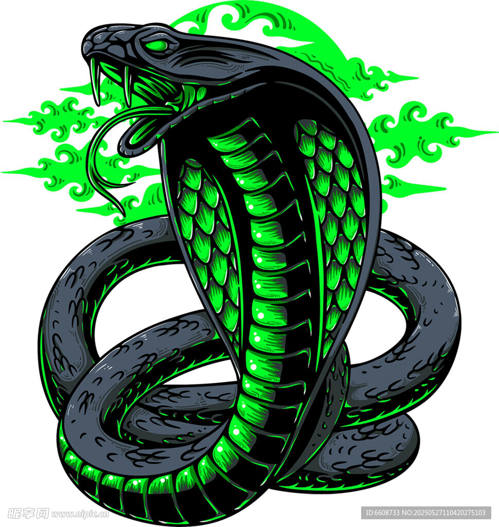 绿色眼镜蛇插画