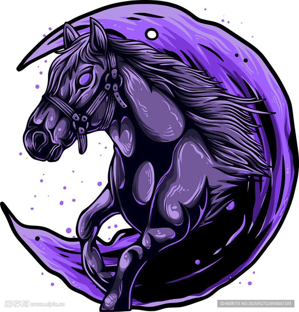 紫色奔马插画