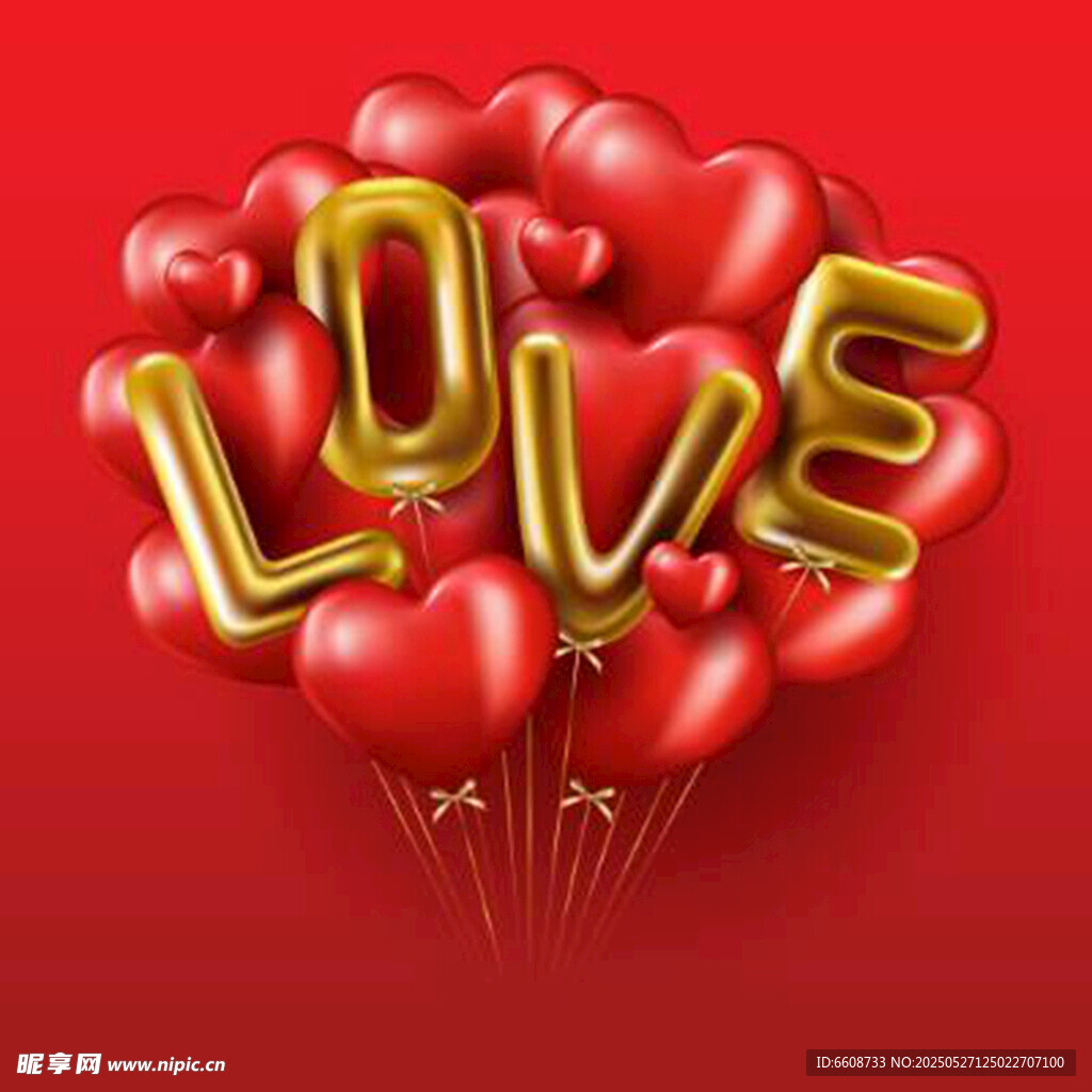 爱心气球组成的LOVE字样