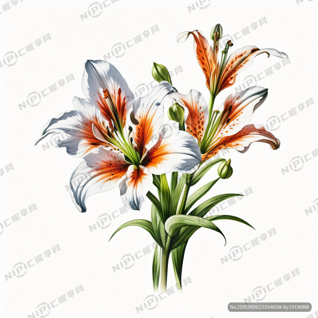 野百合花  手绘图