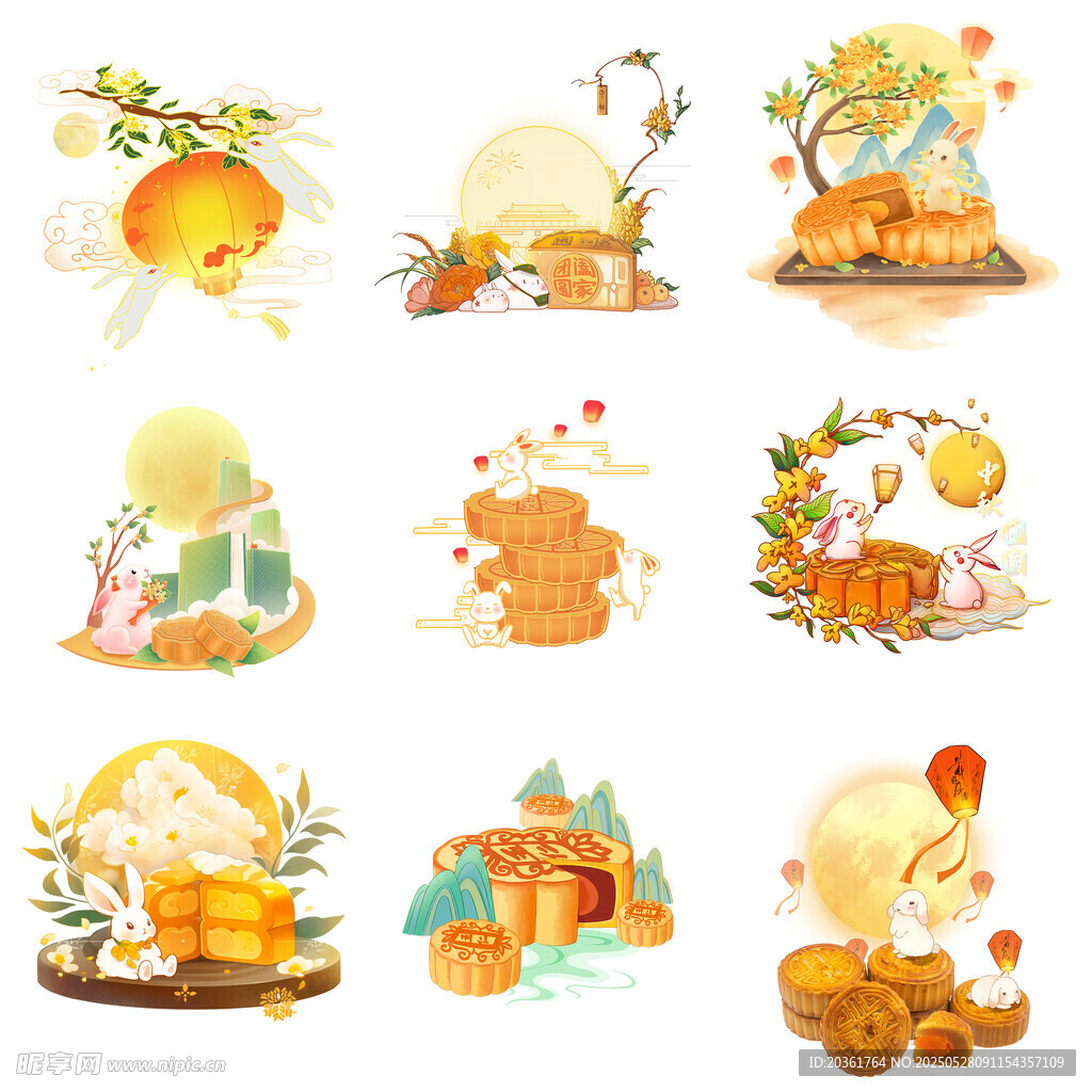 中秋元素插画集合