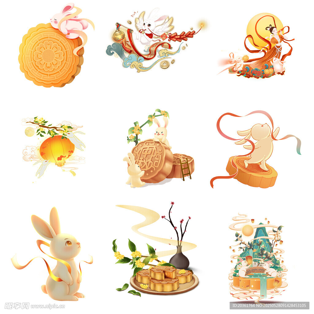 中式传统玉兔元素插画集