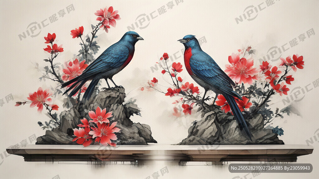 花岗岩石雕画 雕刻这花鸟 高清