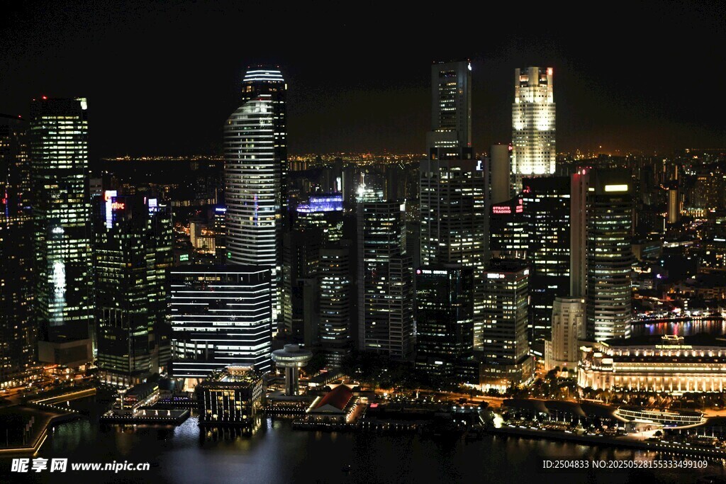 新加坡璀璨夜景城市风光