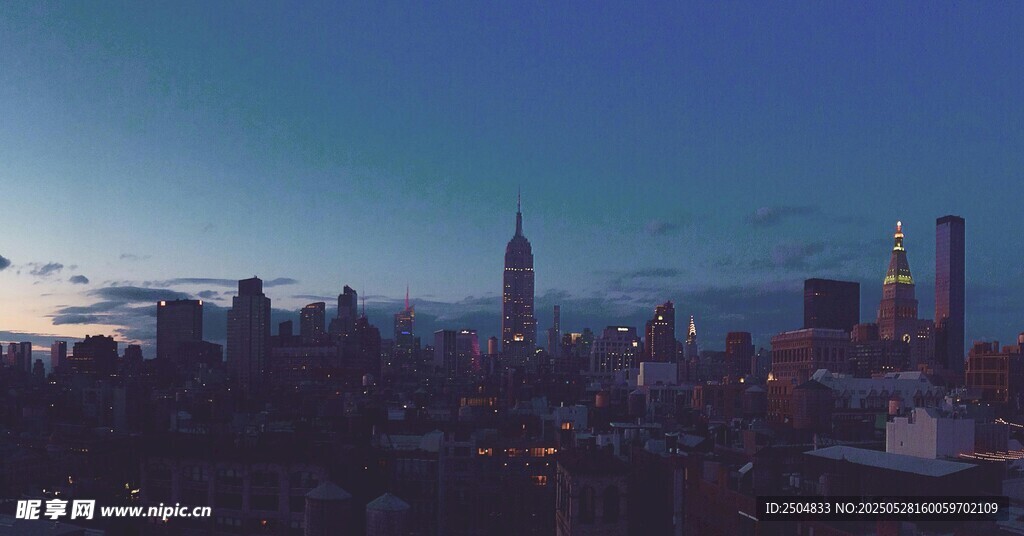 城市天际线夜景俯瞰图